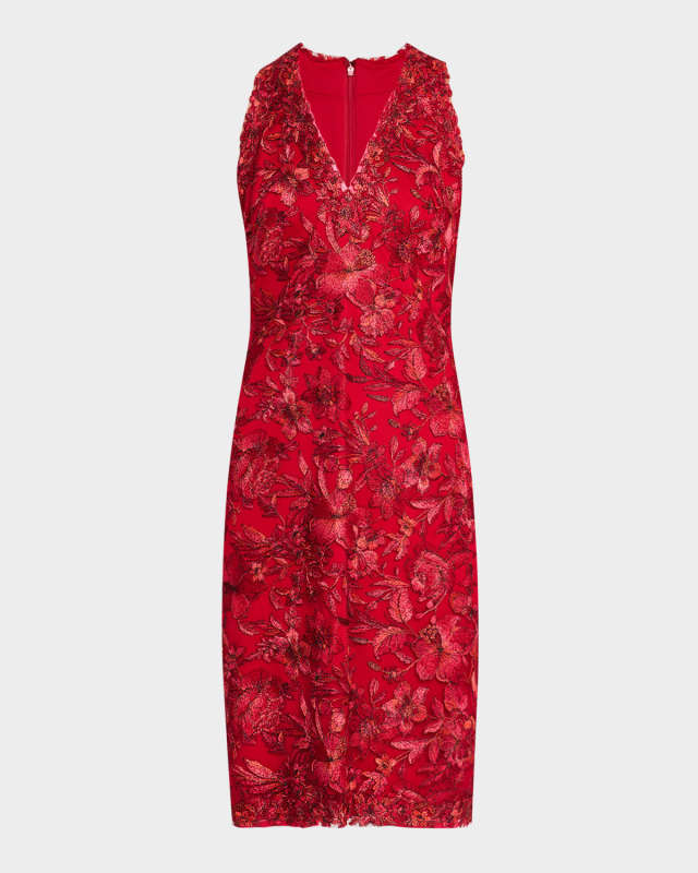 Sleeveless Embroidered Lace Halter Dress